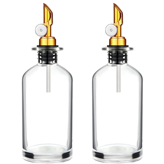 Gealach Olive Oil Dispenser Bottle With Pourer,Kitchen Oil and Vinegar Dispenser Set,Olive Oil and Vinegar Dispenser Bottle Set,(350ml)2Pcs