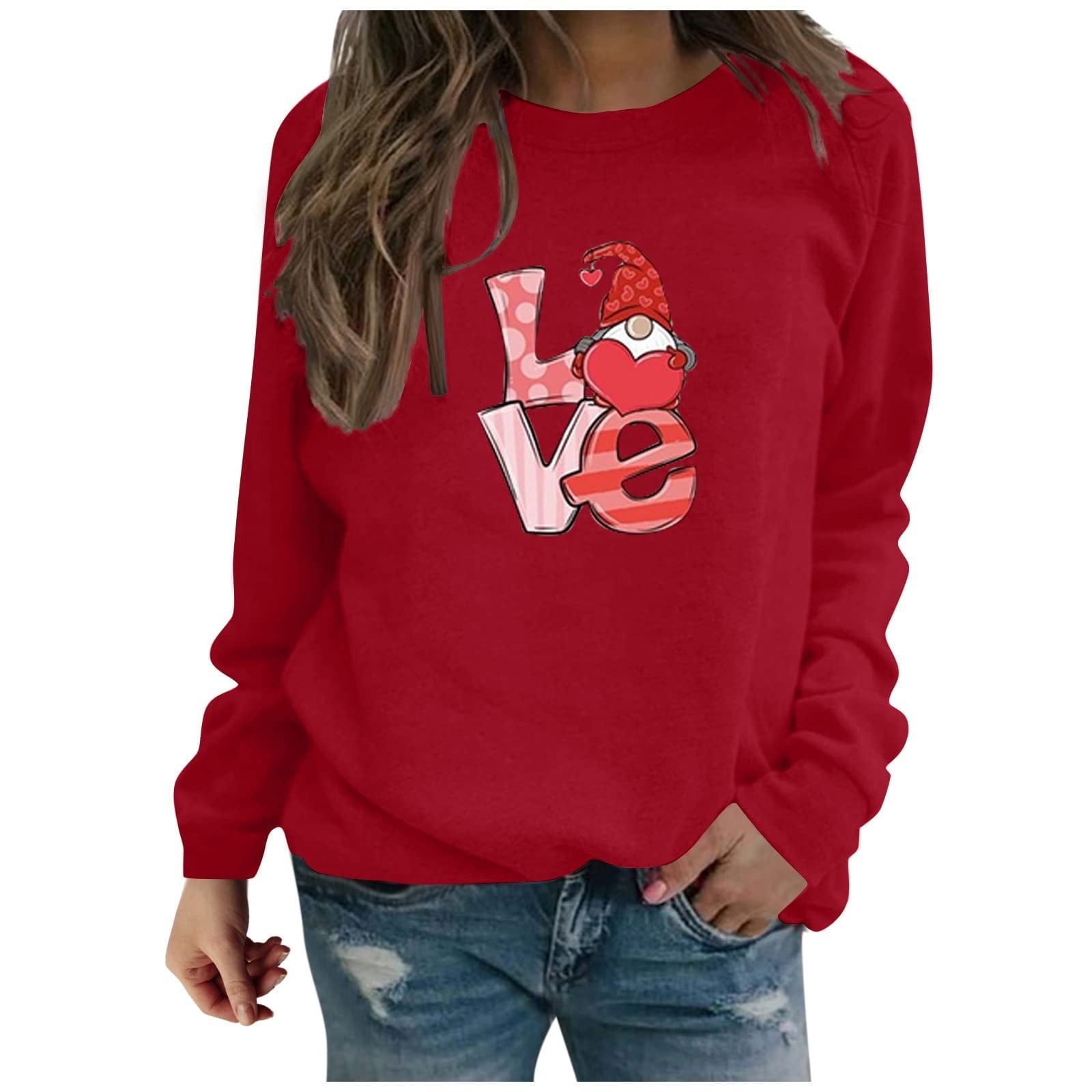 Women Oversized Sweatshirts,Womens Valentine's Day Love Print Crew Neck ...