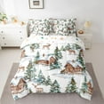 thumbnail image 2 of Manfei Jungle Wildlife Deer 7 Pieces Bedding Comforter Set,Country Farmhouse Lodge Full Bedding Set,Brown White Green Fitted Sheet Flat Sheet For Kids,Breathable Home Decor Reversible, 2 of 8