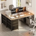 thumbnail image 3 of 51 Inch Computer Desk with File Drawers & USB Power Outlets- Reversible Home Office Desk with Storage Shelves, Work from Home, Writing Table for Bedroom, Gray Oak, 3 of 9