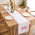thumbnail image 3 of Pink Bowknot Table Runner - 48 Inch Long Shining Stars Vintage White Plaid Modern Cotton and Linen Blended Dress Scarves Farmhouse Table Runner for Kitchen Dining, Coffee Table, 13" x 48", 3 of 8