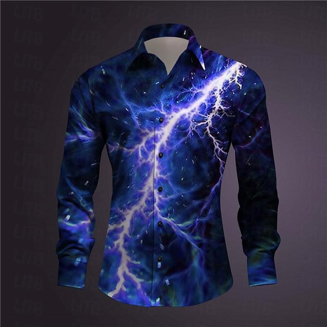 Camisa de estilo europeo y americano nueva moda con cambio de color relámpago impresión 3D patrón de alta definición moda 3D al aire libre sh