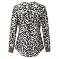 thumbnail image 5 of Womens Long Sleeve V Neck Button Henley Camo Leopard Tops Casual Loose Tunic Blouse T Shirt, 5 of 5