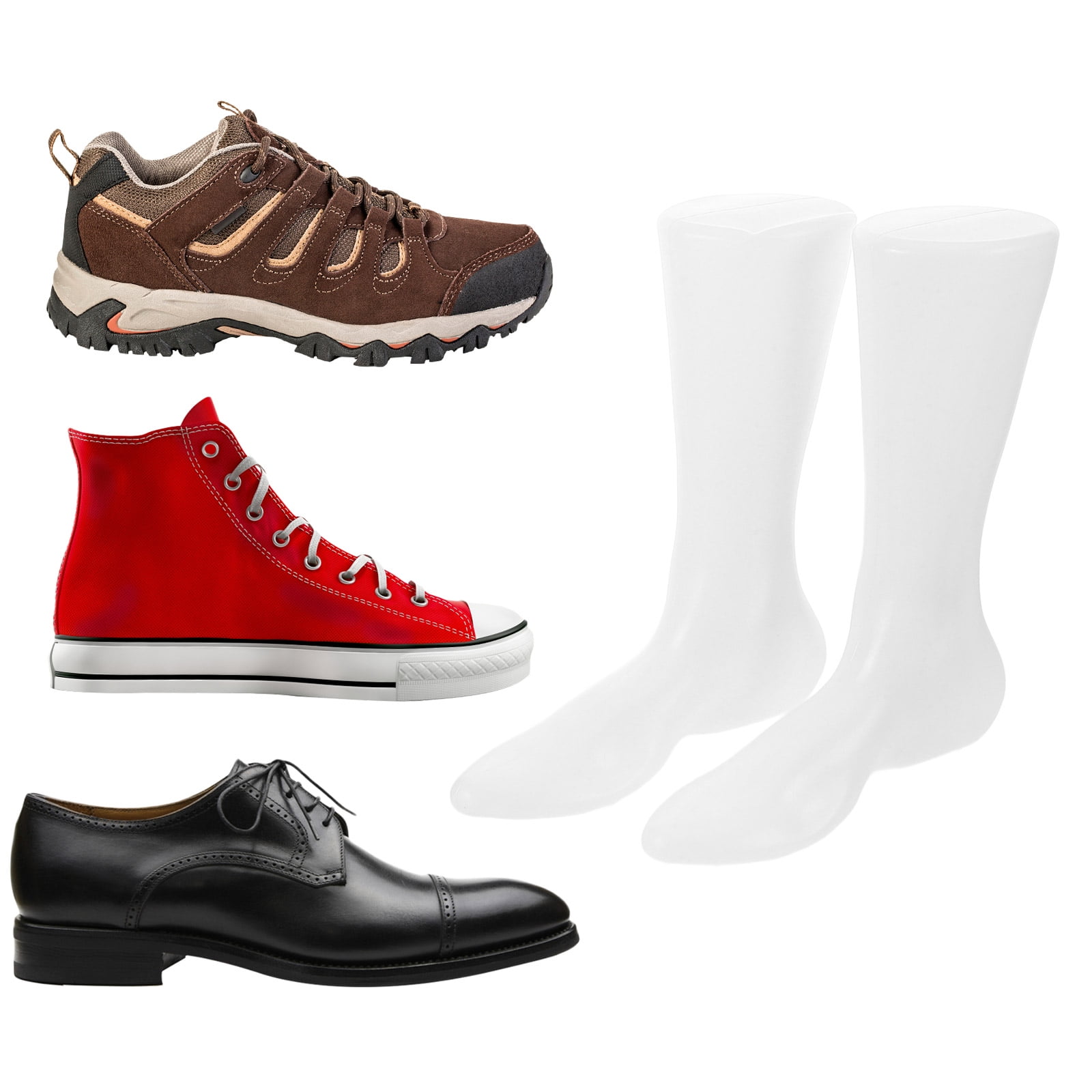 UPOUART Set of 2 White Plastic Foot Mannequins for Sock Display, Shoe Photography, Retail Presentation and Store Use