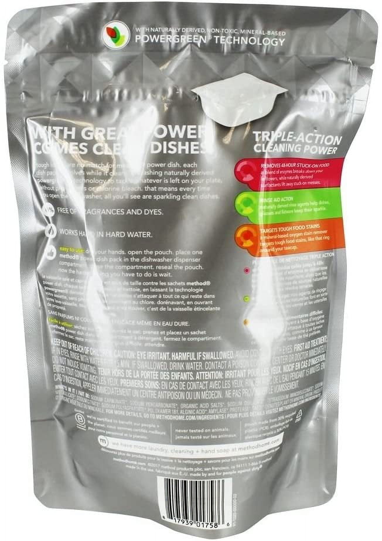 Method Power Dish Dishwasher Detergent Pods Free & Clear Scent - 20 pk