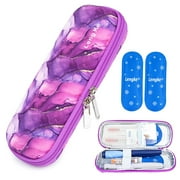 YOUSHARES Insulin Cooler Travel Case with 2 Gel Ice Pack for Travel- Diabetic Carrying Cooling Bag for Insulin Pen and Diabetic Supplies Handy Medication Insulated (Marble Purple)