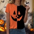 thumbnail image 4 of Landzoo Halloween Shirt For Women Colorblock Short Sleeve Round Neck Tees Party Breathable Women T-Shirt Size M Orange, 4 of 7