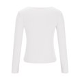 thumbnail image 5 of YUGYXL Womens Thin Lightweight Long Sleeve Tops Fall Crew Neck Comfy Sweatshirts Slim Fit Solid Color Blouse White XL, 5 of 6