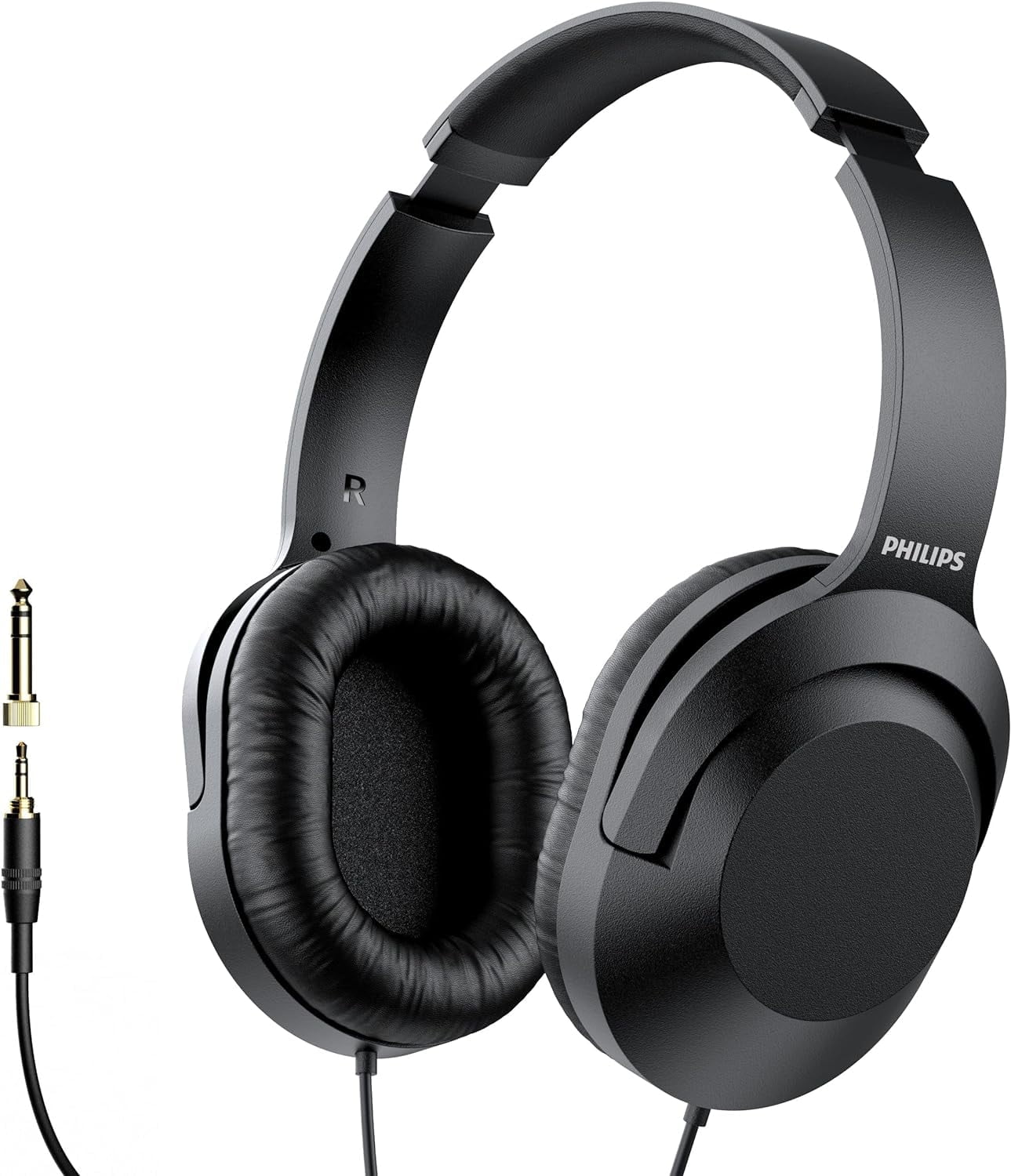 (4 pack) PHILIPS Over Ear Wired Stereo Headphones for Podcasts, Studio & Recording Keyboard and Guitar with 6.3 mm (1/4") Add On Adapter, Rotating Cups, 2 Meters Cable