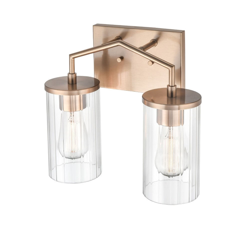 Millennium Lighting  Beverlly Bathroom Vanity Light Fixture with Clear Beveled Glass Shades 2 Light - Modern Gold