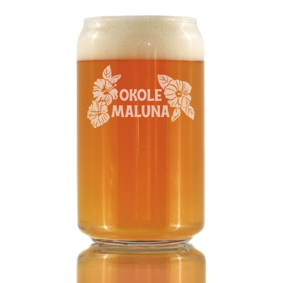 Bevvee Beer Can Pint Glass 16 oz Cheers Hawaiian Okole Maluna Gifts for Beer Enthusiasts Beer Glasses