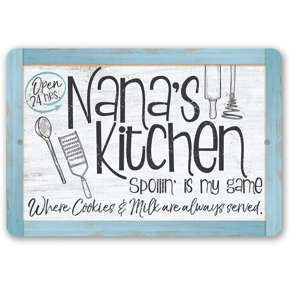 Metal Sign - Nana's Kitchen - Durable Metal Sign - Use Indoor/Outdoor - Makes a Great Kitchen Decor and Housewarming Gift Under $25 (12" x 18")