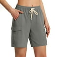 thumbnail image 2 of YUGYXL Womens Cargo Shorts Elastic Waist Hiking Shorts with Zipper Pockets Drawstring Lightweight Shorts Vacation Pants Gray S, 2 of 9
