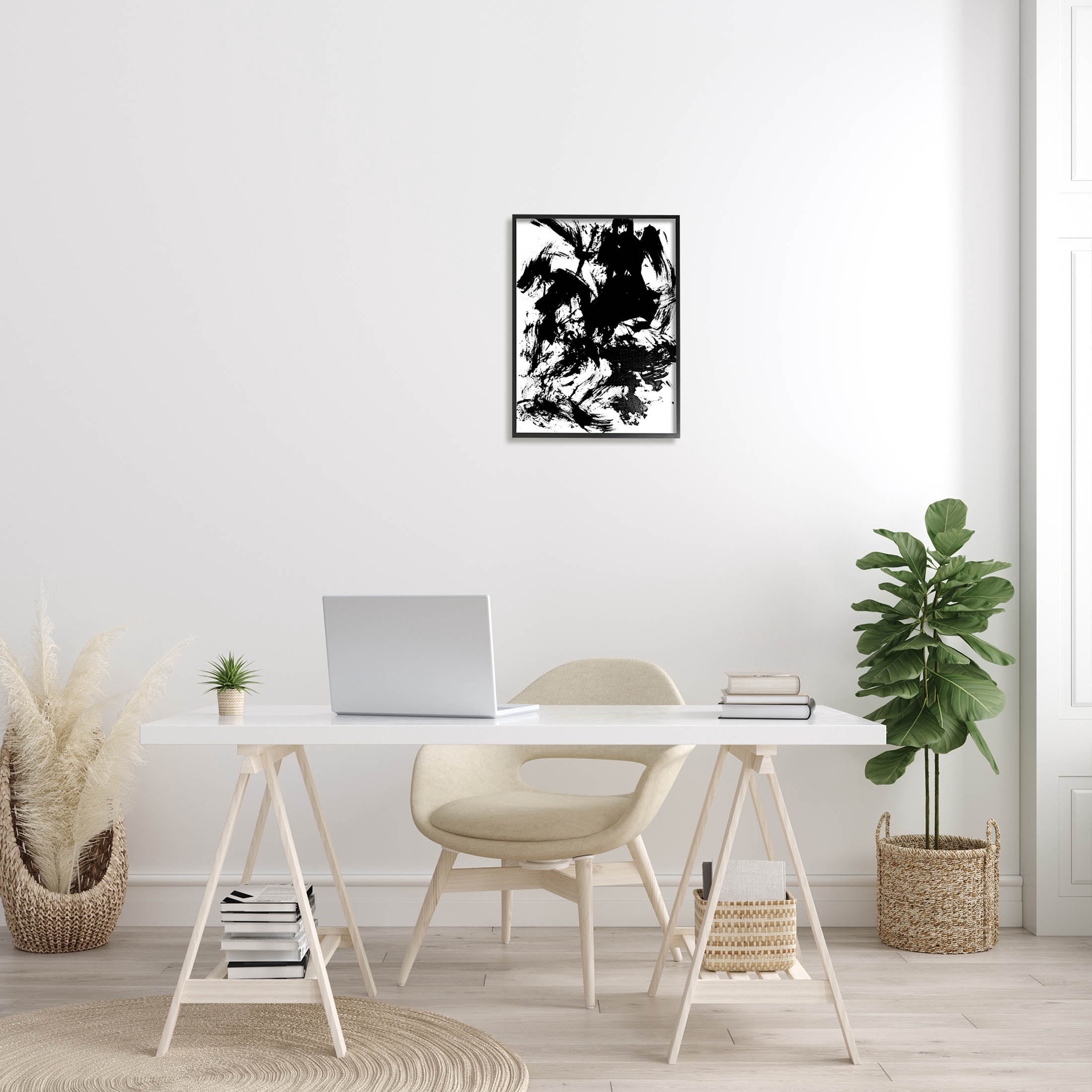 Contemporary Asymmetrical Composition Abstract Graphic Art Black Framed Art Print Wall Art