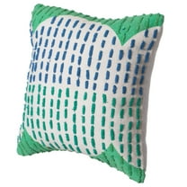 16" Handwoven Cotton Throw Pillow Cover with Ribbed Line Dots and Wave Border
