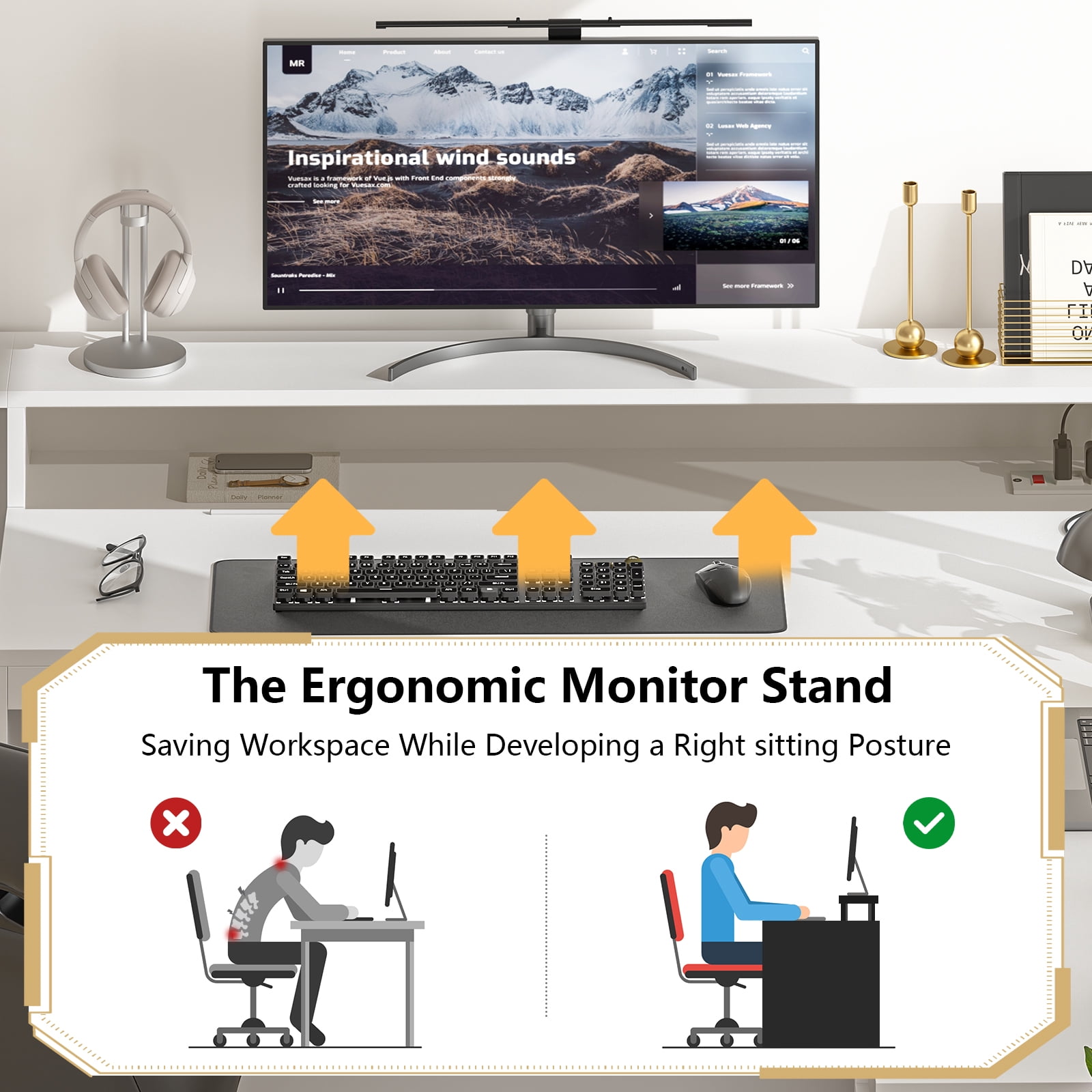 63" Farmhouse L Shaped Executive Desk with Drawers & Storage Shelf, Corner Computer Desk with Power Outlets, L Shaped Office Desk with Monitor Stand, Printer Shelf, White
