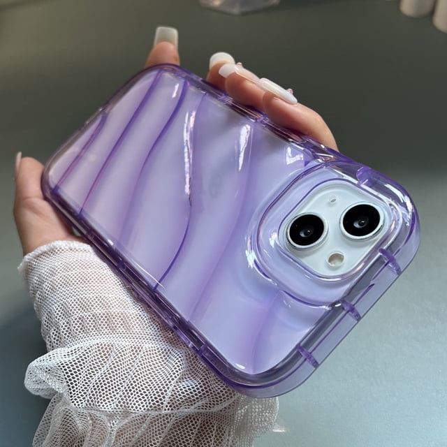 Funda De Teléfono Con Patrón De Onda Oblicua Transparente De Color Morado Blus Rojo Compatible Con iPhone 14 Pro Max 13 12 11 XR IX Cobertura Completa A Prueba De Golpes Cubierta Suave