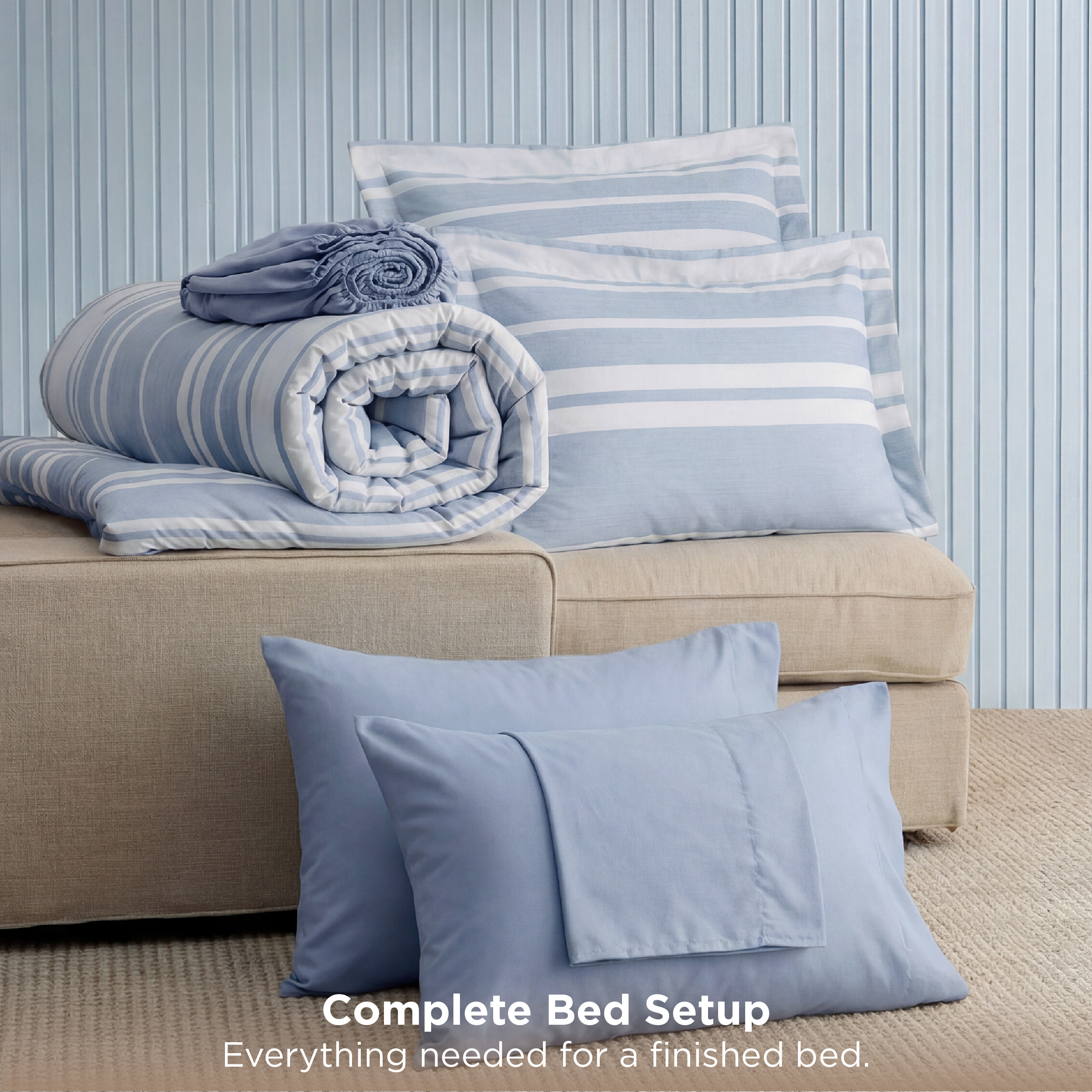 U by Bedsure Queen Comforter Set, 7-Piece, Blue Reversible photo 3