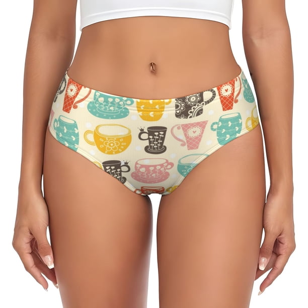 Fotbe Vintage Cup Calzones Estampados para Mujer – Ropa Interior de Algodón, Cómoda, Suave y Elástica-X-Small