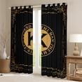 thumbnail image 2 of Manfei Monogrammed K Black Out Curtains for Kid, Hippie Western Aztec Curtains Pack of 2 (42x63 Each), Geometric Stripes Bedroom Curtains, Window Curtains Bedroom Decor, 2 of 6