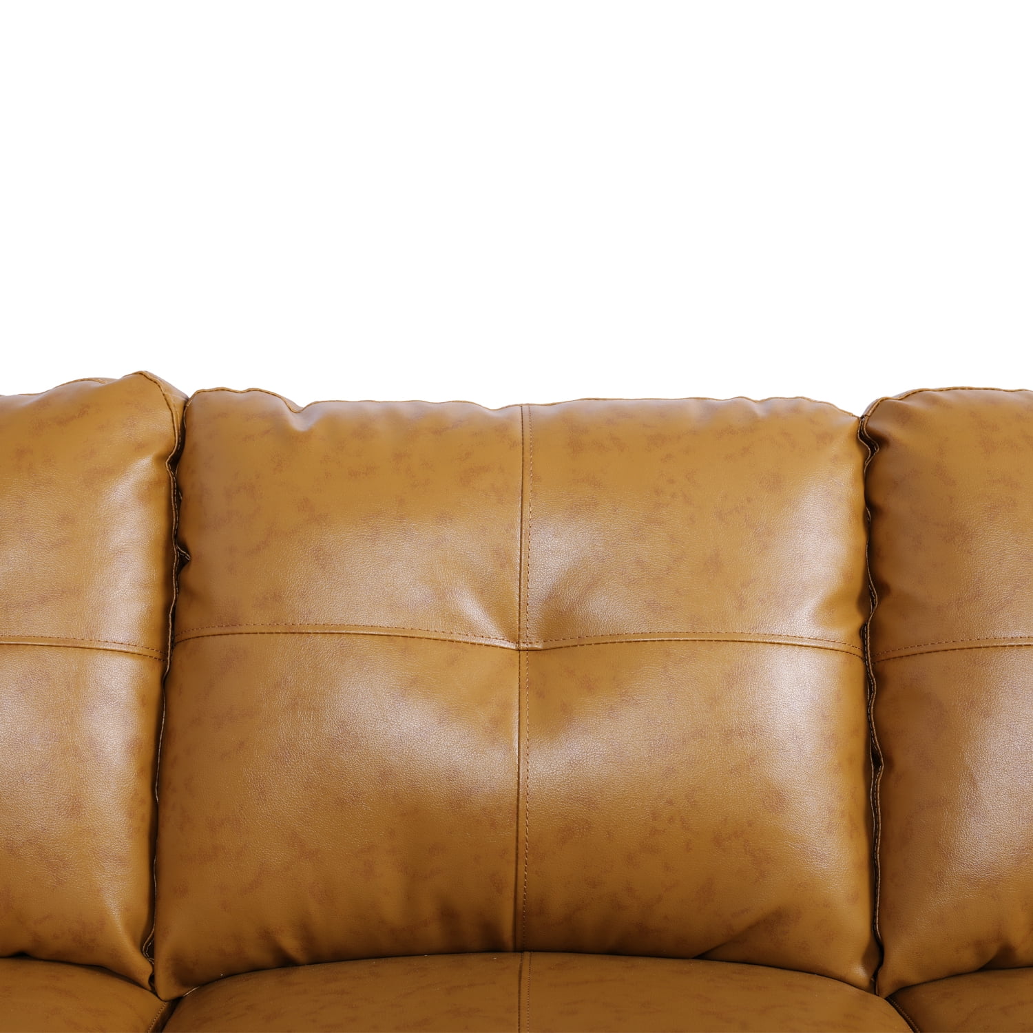 Hommoo L Shaped Flippable Backrest Sectional Couches and Sofas, 4-Seat Semi PU Synthetic Leather Sectional Sofa Sets, Modern Living Room Furniture Sets, 15' Back Height, Ginger(No Ottoman)
