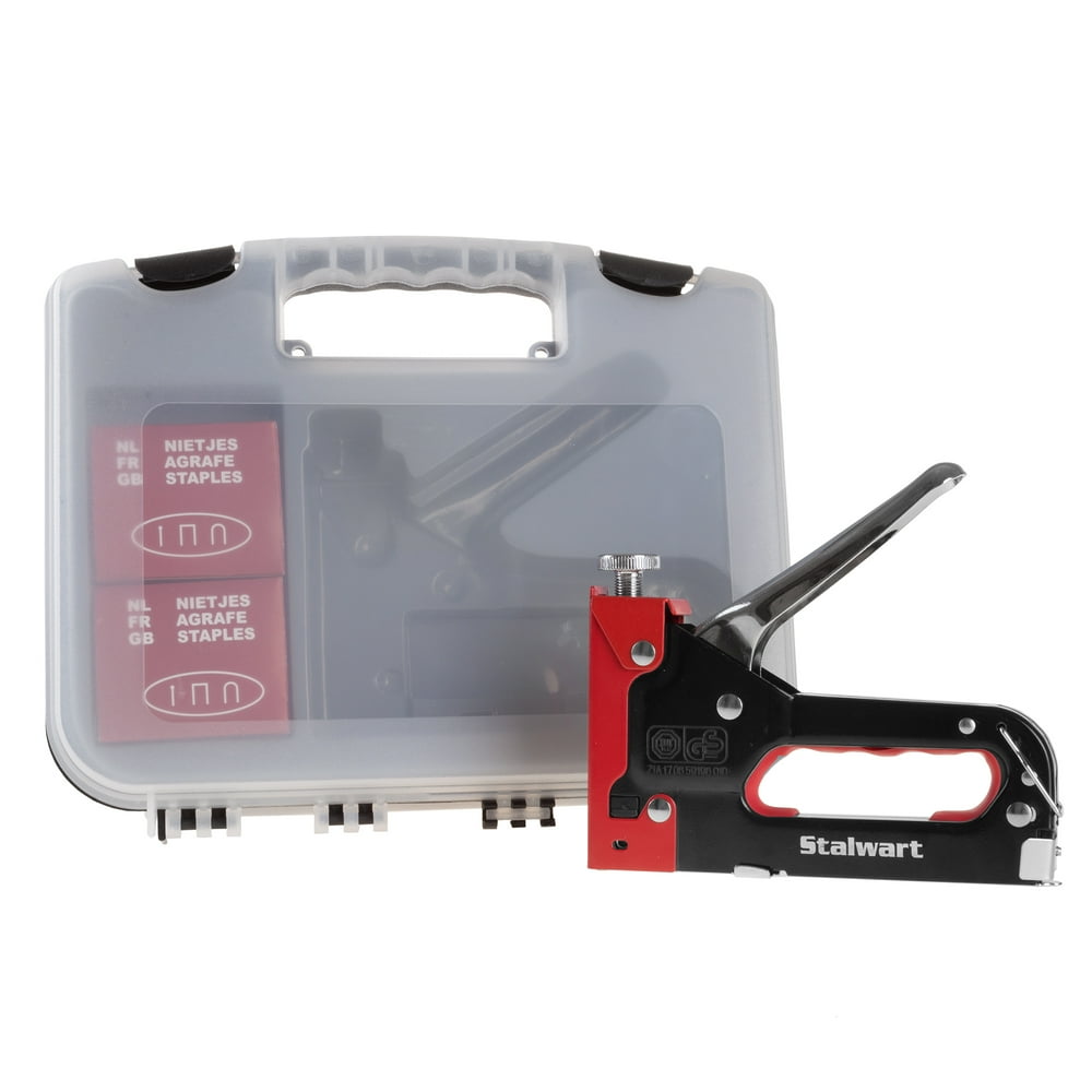 Stalwart Heavy Duty Staple Gun Kit with 600 Staples and Carrying Case