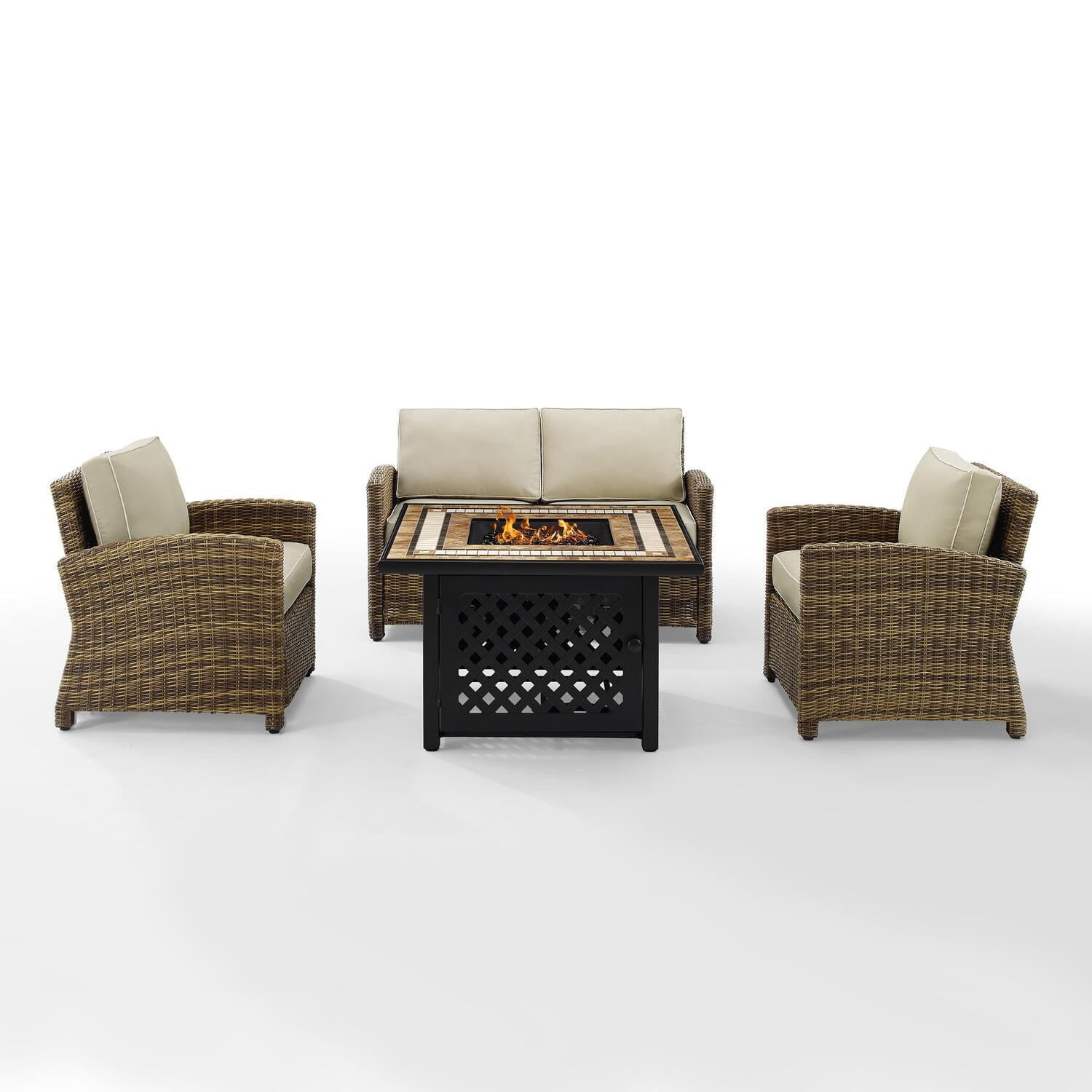 Crosley Furniture Bradenton 4 Piece Outdoor Wicker Seating Set With
