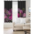 thumbnail image 2 of Watercolor Floral Blackout Curtains for Bedroom/Living Room, Thermal Insulated Kitchen Curtains, Spring Purple Dandelion Lily Leaves Plants Grommet Darkening Window Treatment Drapes 52"x72"x2, 2 of 8