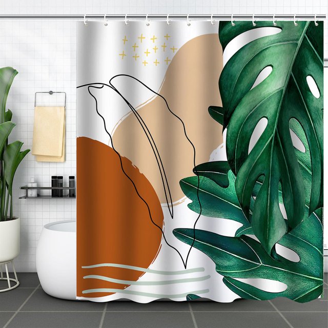 Cortina de ducha Yuxing diseño floral y botánico estilo bohemio impermeable tamaño C