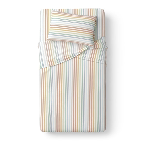 Mainstays Kids Microfiber Bed Sheet Set, Twin, Vintage Stripe, 3 Pieces