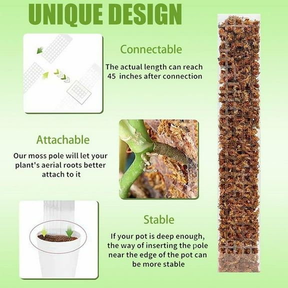 Plant Plastic Moss Poles for Plant Stakes and Sphagnum Moss to Support Climbing Plant y7164