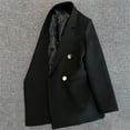 thumbnail image 7 of NIUREDLTD Women's Suit Jacket Casual Long Sleeve Solid Color Office Coat Double-Breasted Notched Lapel Blazer Jacket With Pockets Black S, 7 of 7