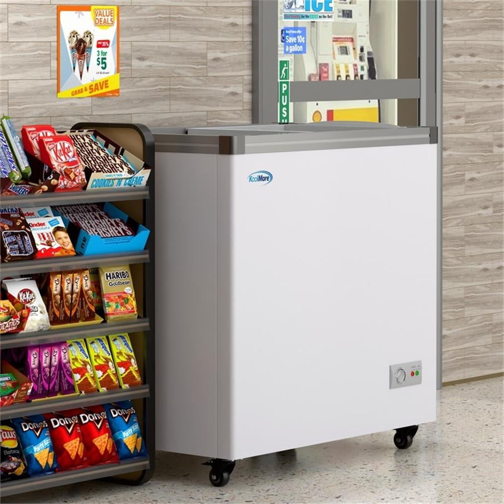 Pemberly Row 33" Flat Top Ice Cream Display Freezer 7 cu. ft. Capacity in White