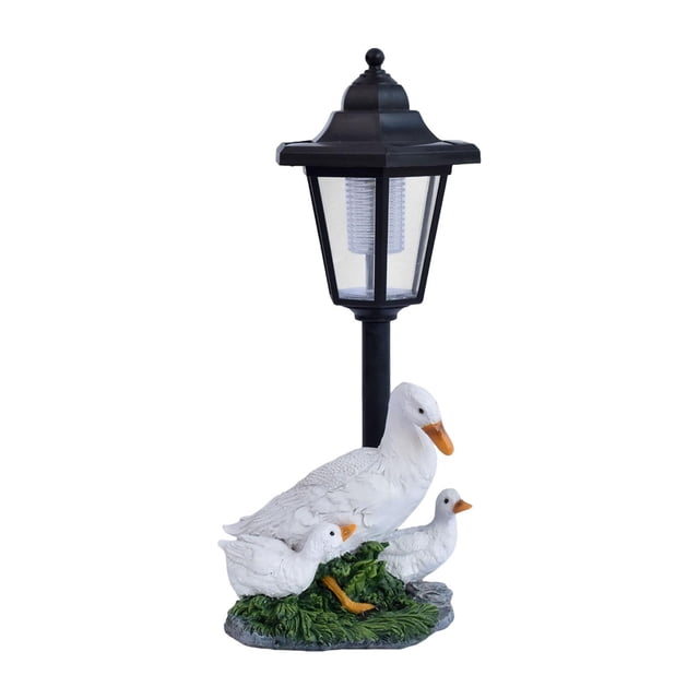 Estatuas solares para jardín, luces de pato, figura de animal, figuras de pato blanco, linterna 13x11x325cm