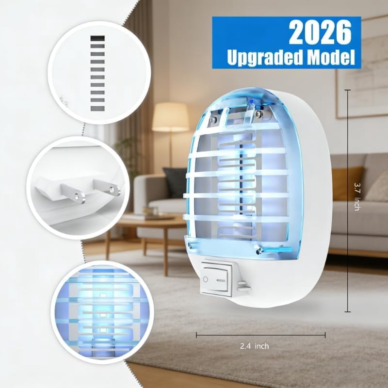 Bug Zapper Indoor, Electronic Fly Trap Insect Killer, Mosquitoes Killer Mosquito Zapper with Blue Lights for Living Room, Home, Kitchen, Bedroom, Baby Room, Office(2 Packs)