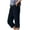 Navy, variant on vigerkar Women's Cotton Wide Leg Pants Capri Elastic Waist Drawstring Loose Trendy Capris Trousers with Pockets Brown, XXL