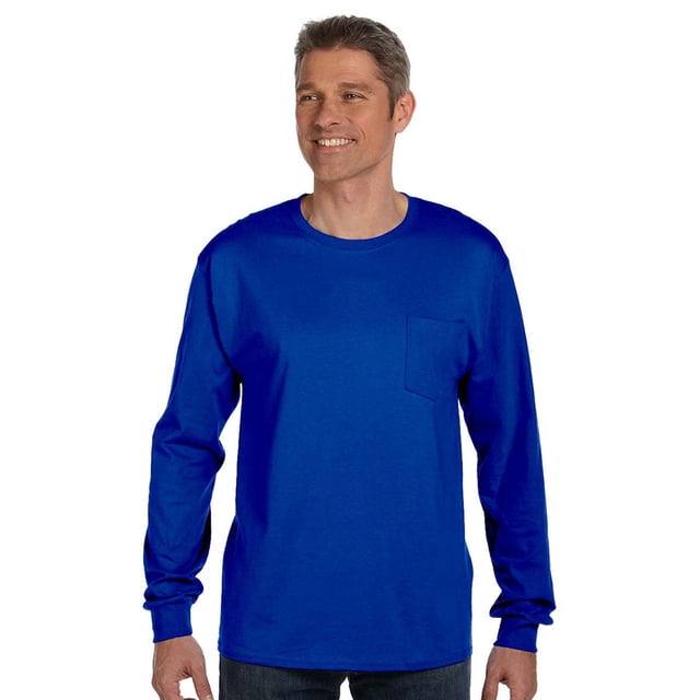Hanes - Authentic Long Sleeve Pocket T-Shirt