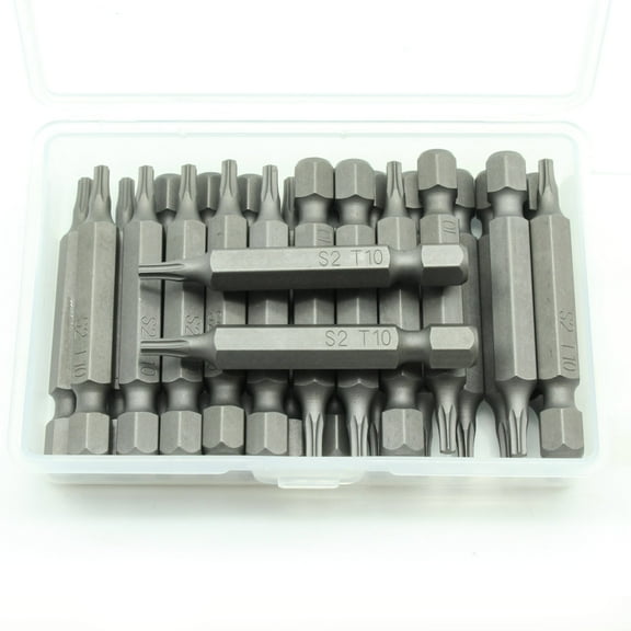 TMAX 25 pc T10 Torx Star 6 Point T-10 Screwdriver Impact Ready 2 Inch Length Insert Bits Hex Shank with Quick Release Slot