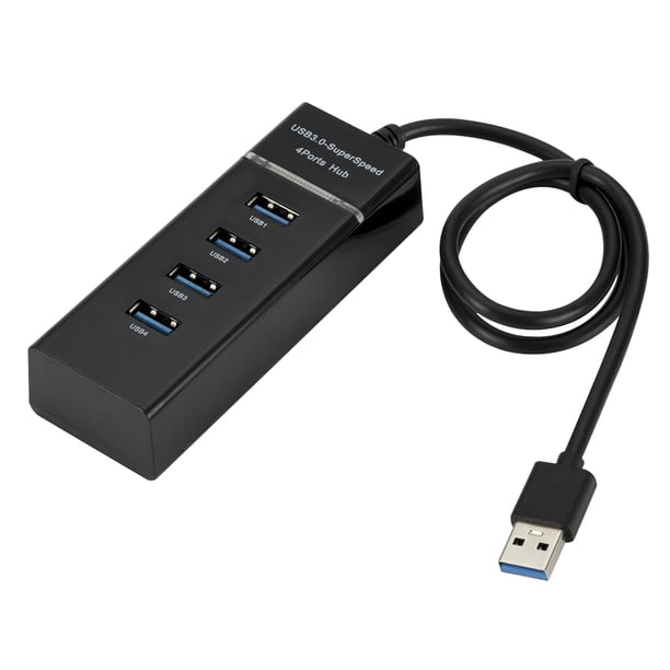 Divisor USB Adaptador Hub de extensión USB de 4 puertos 1 a 4 con velocidad de transmisión de datos de 5 Gbps, Negro Noticed EL001467-01B