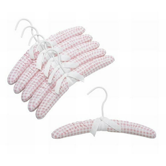 12" Pink & White Gingham Children's Hangers