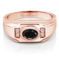 thumbnail image 2 of Gem Stone King Men's 18K Rose Gold Plated Silver Black Sapphire and White Moissanite Ring (1.81 Cttw, Gemstone September Birthstone, Oval 8X6MM,, Size 13), 2 of 3