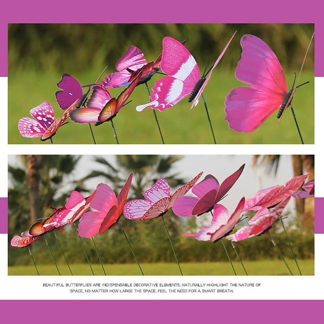 JJKBVCLO 12Pcs Butterfly Stakes Outdoor Yard Planter Flower Pot Bed Garden Decor Yard Art