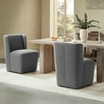 thumbnail image 3 of CHITA Modern Dining Chair with Casters, Upholstered Dining Room Chairs, Fabric in Dark Gray, 3 of 14