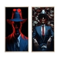 thumbnail image 2 of Designart "Portrait Man in Red and Blue with Hat" Man Framed Wall Art Set Of 2 - Glam Red Frame Gallery Set For Office Decor, 2 of 6
