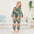 thumbnail image 5 of Fluffy Pajamas Set Fuzzy Winter Warm Pj Sets Pullover Tops and Long Pants Abstract Tropical Leaves Pattern Medium, 5 of 8
