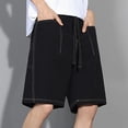 thumbnail image 6 of TEAJOPSUU Men's Cargo Shorts Casual Elastic Waist Drawstring Quick Dry Gym Beach Sports Shorts with Pockets D-Black, 6 of 8
