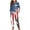 American Flag, variant on Hippie Flower Women Sleepwear Pajama Set Long Sleeve Nightwear 2 Pack Floral Home Long Pant & Pullover T-shirt Outfits Comfy Crew Neck Pajamas Size M