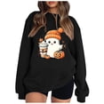 thumbnail image 1 of Pisexur Chandail en Molleton d'Halloween pour Femmes en Molleton Ample Automne Orange Manches Longues Col Rond Mode Citrouille Graphique Chandails en Molleton Chandails à Capuchon d'Halloween Chandail, 1 of 3