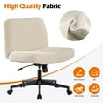 thumbnail image 6 of JONPONY Office Chair Armless Desk Chair with Wheels, Fabric Padded Wide Seat Home Office Chairs, 115° Rocking Mid Back Cute Computer Chair for Bedroom, Vanity, Makeup,Beige, 6 of 11