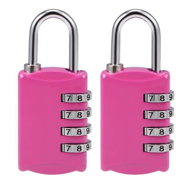 Unique Bargains Cadenas à Combinaison 4 Chiffres, Cadenas à Code en Acier 4mm Rose Rouge 2 Pcs
